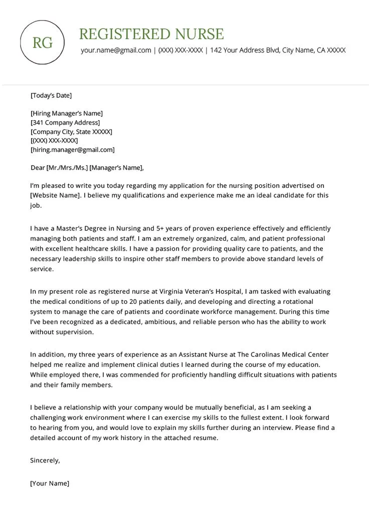 38959 nurse cover letter components