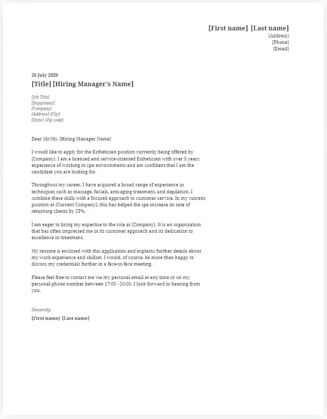38961 cover letter formatting