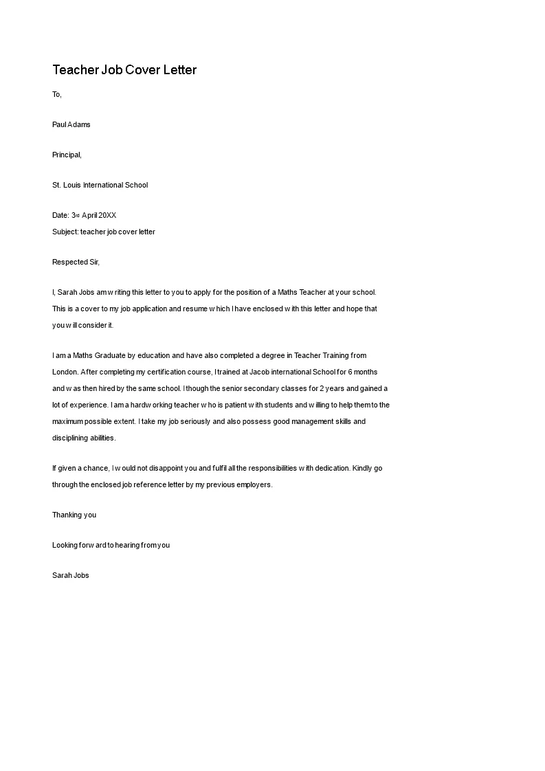 38965 teacher cover letter writing