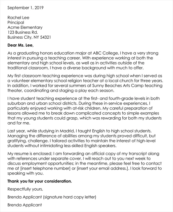 38982 teacher cover letter closing
