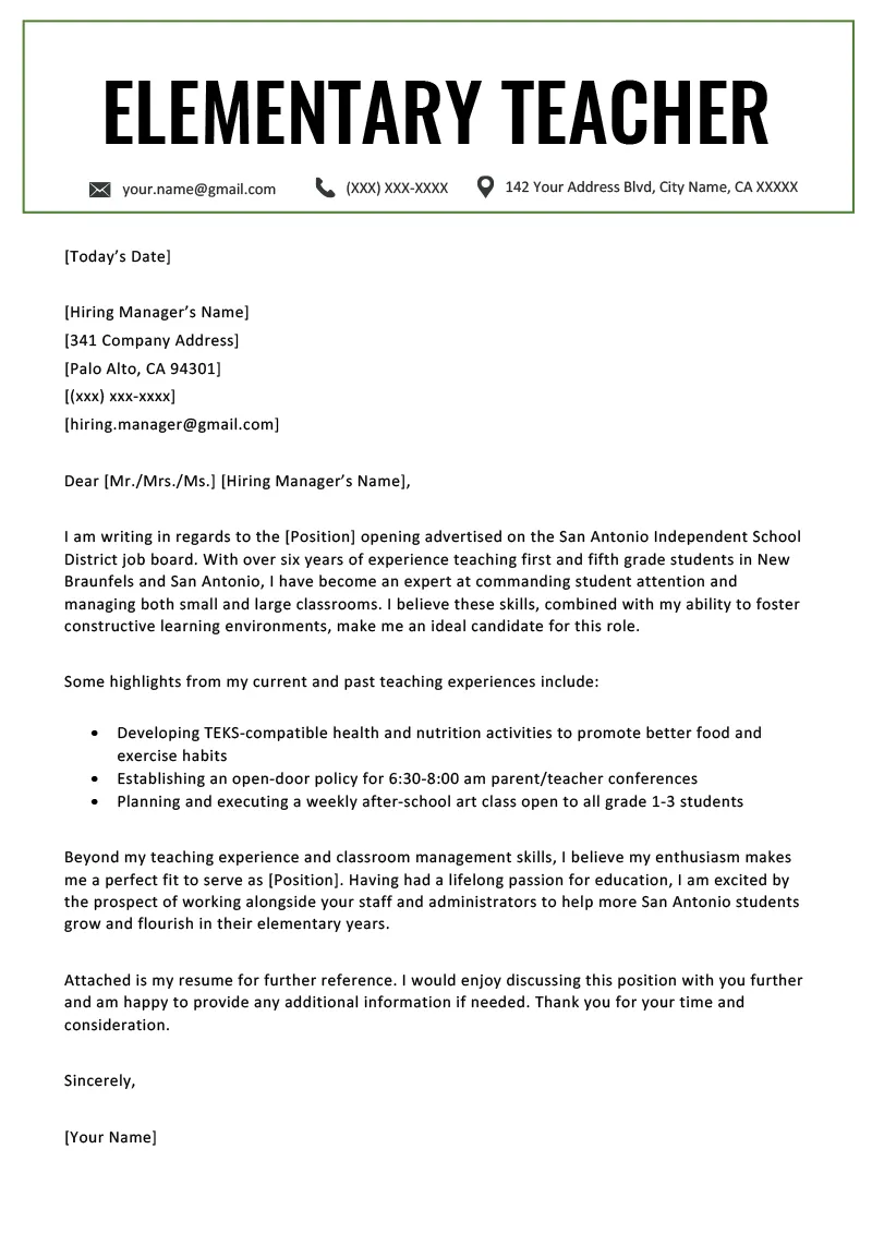 38982 teacher cover letter writing