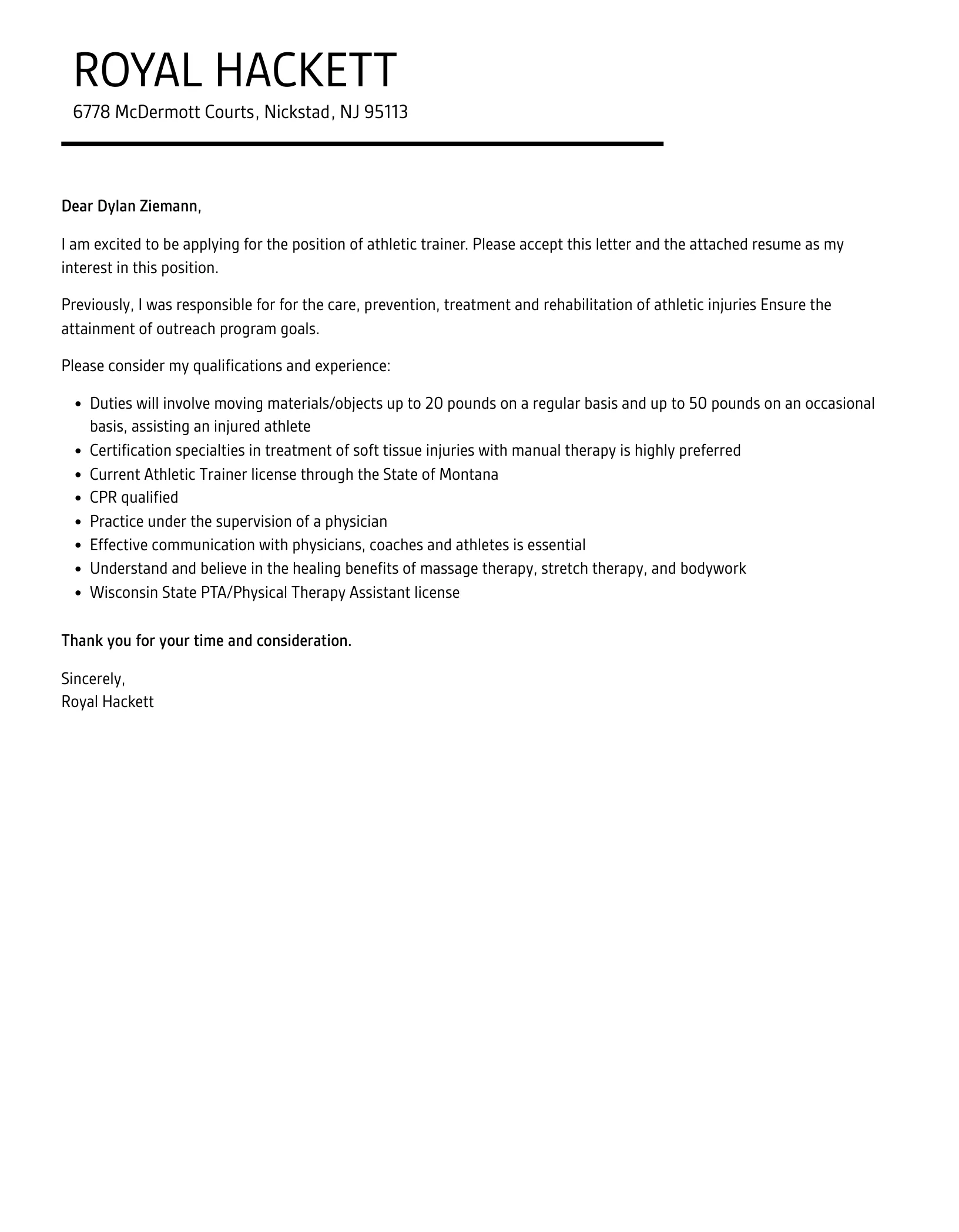 39001 athletic trainer achievements