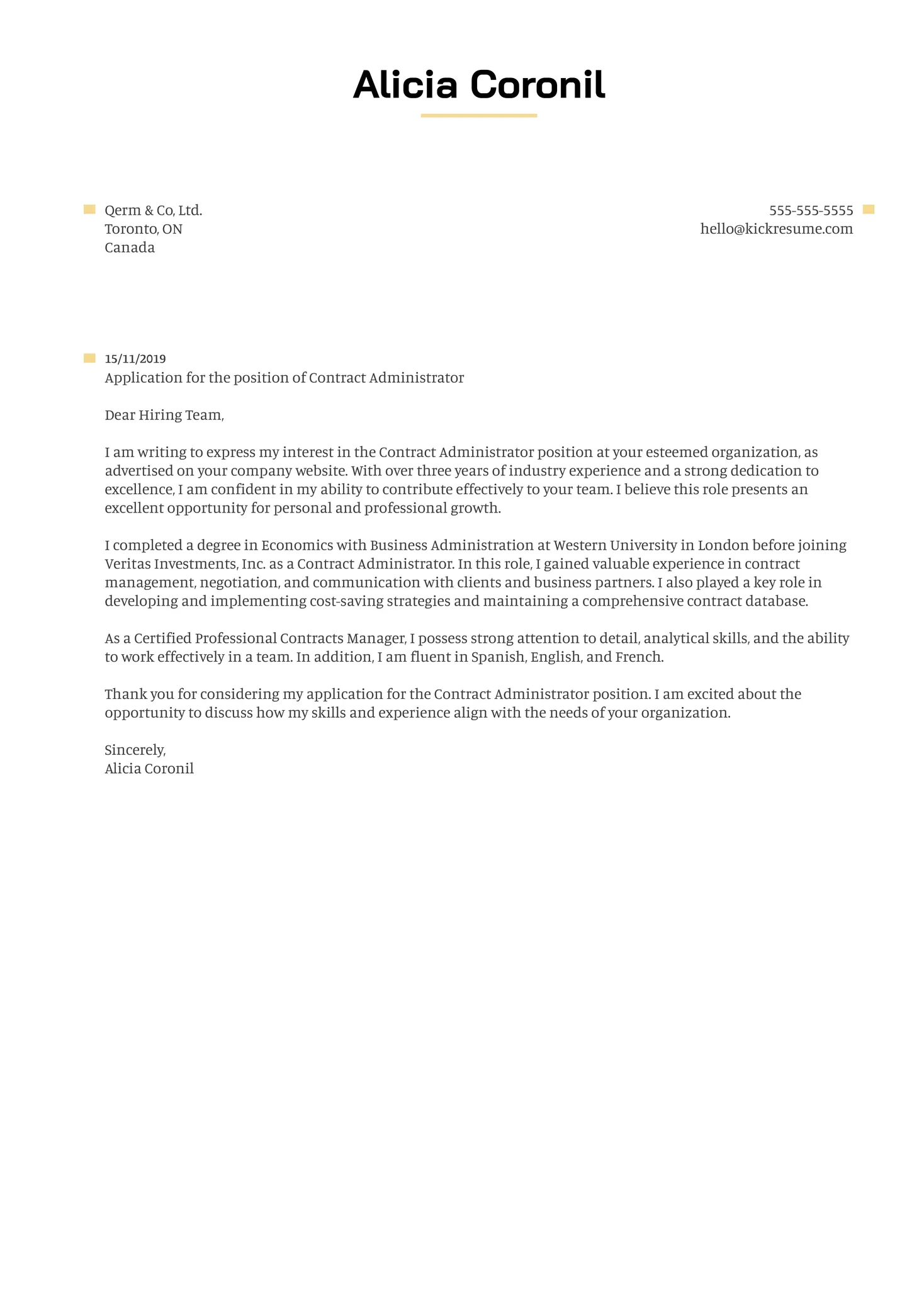 39004 contract administrator cover letter writing