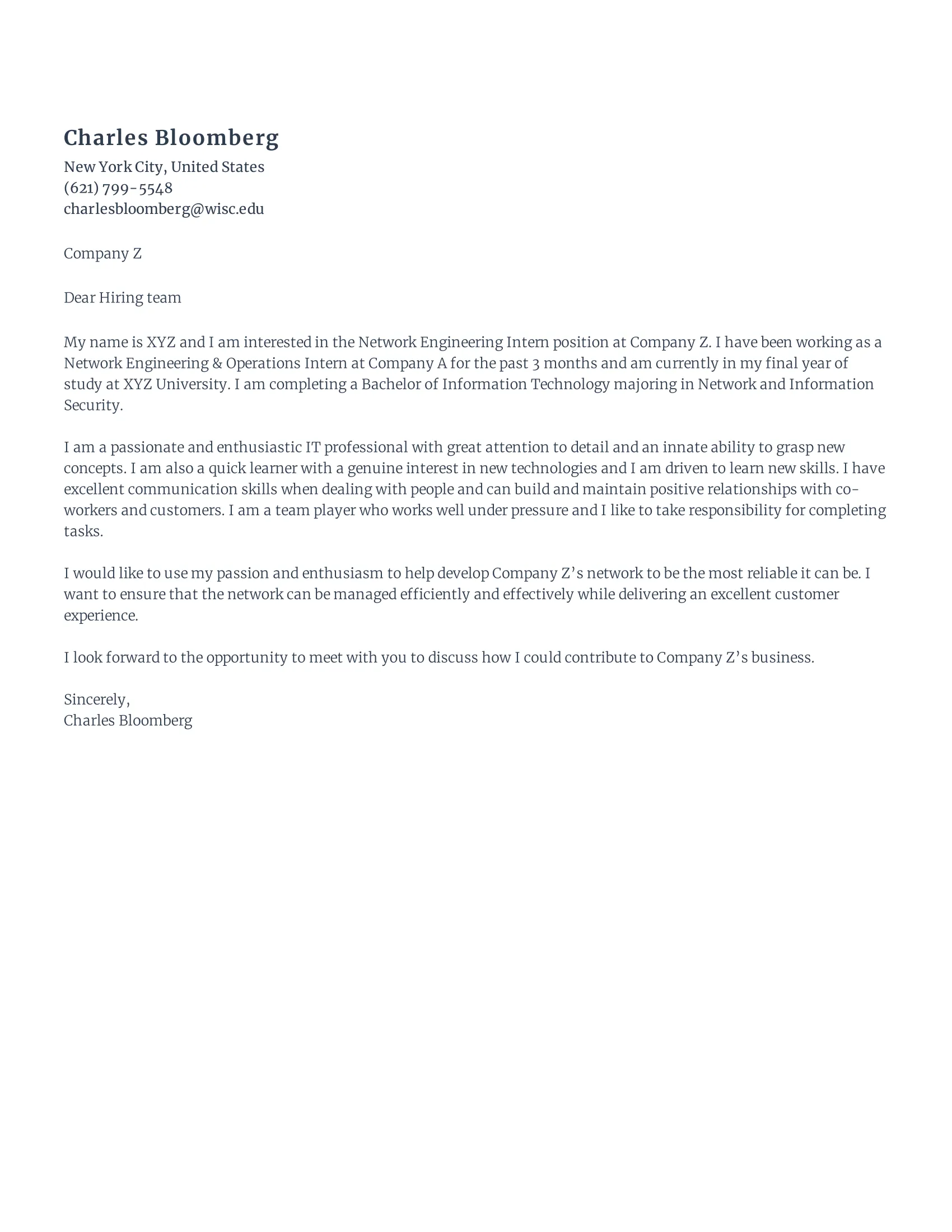 39007 engineer intern cover letter header