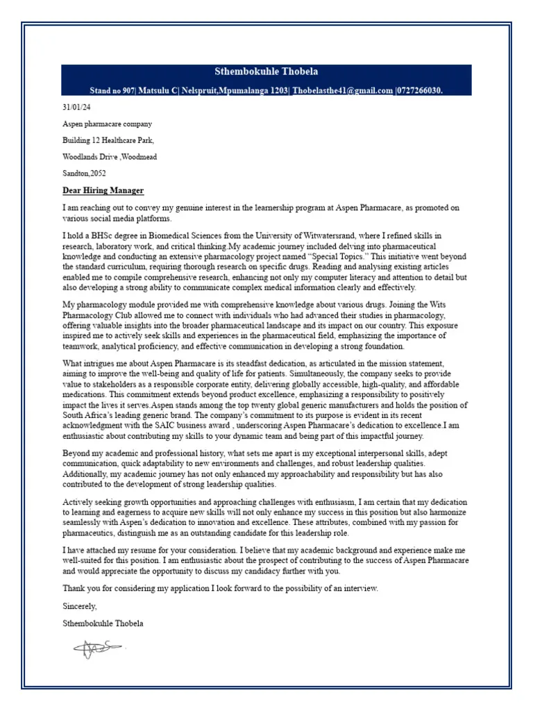 39039 pharma cover letter writing