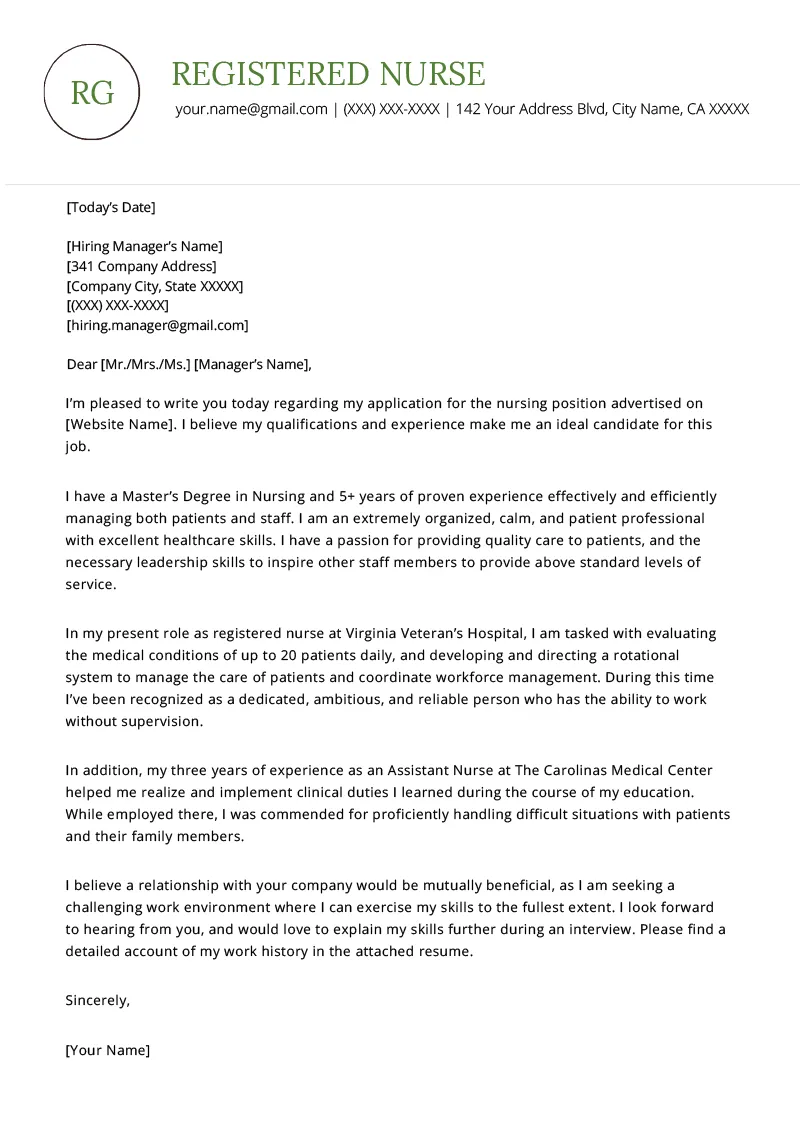 39040 nurse cover letter writing