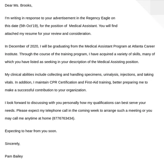 39044 medical assistant cover letter formatting