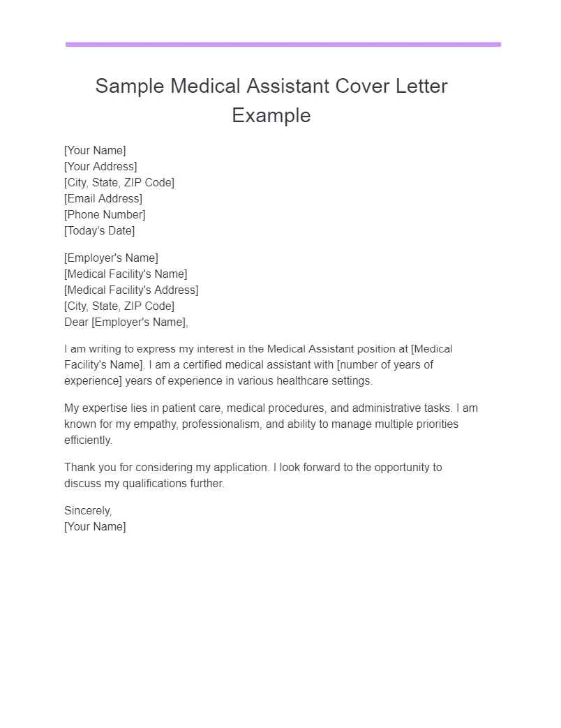 39044 medical assistant cover letter structure