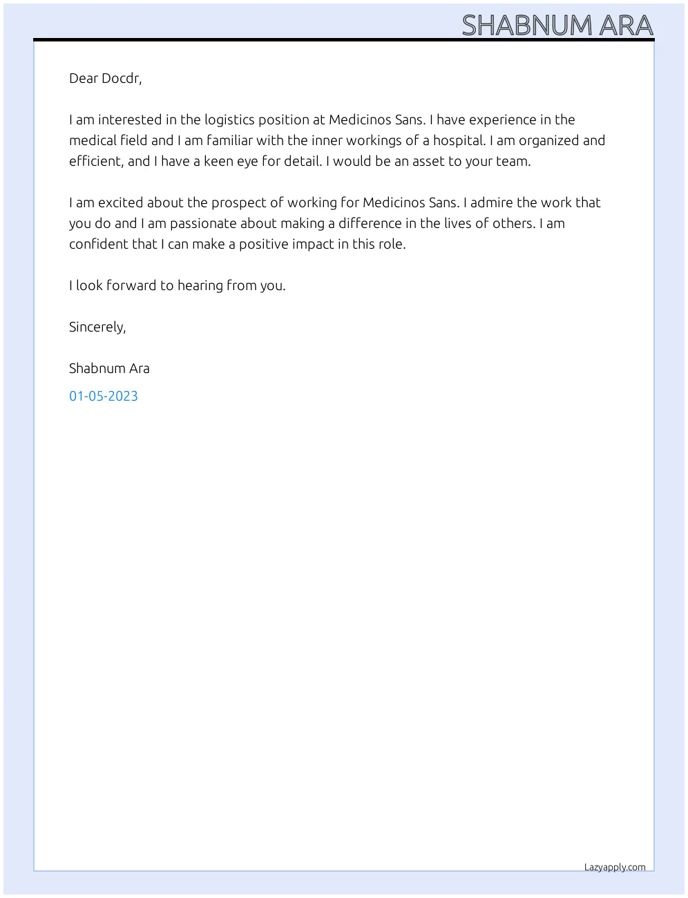 39048 logistics cover letter header