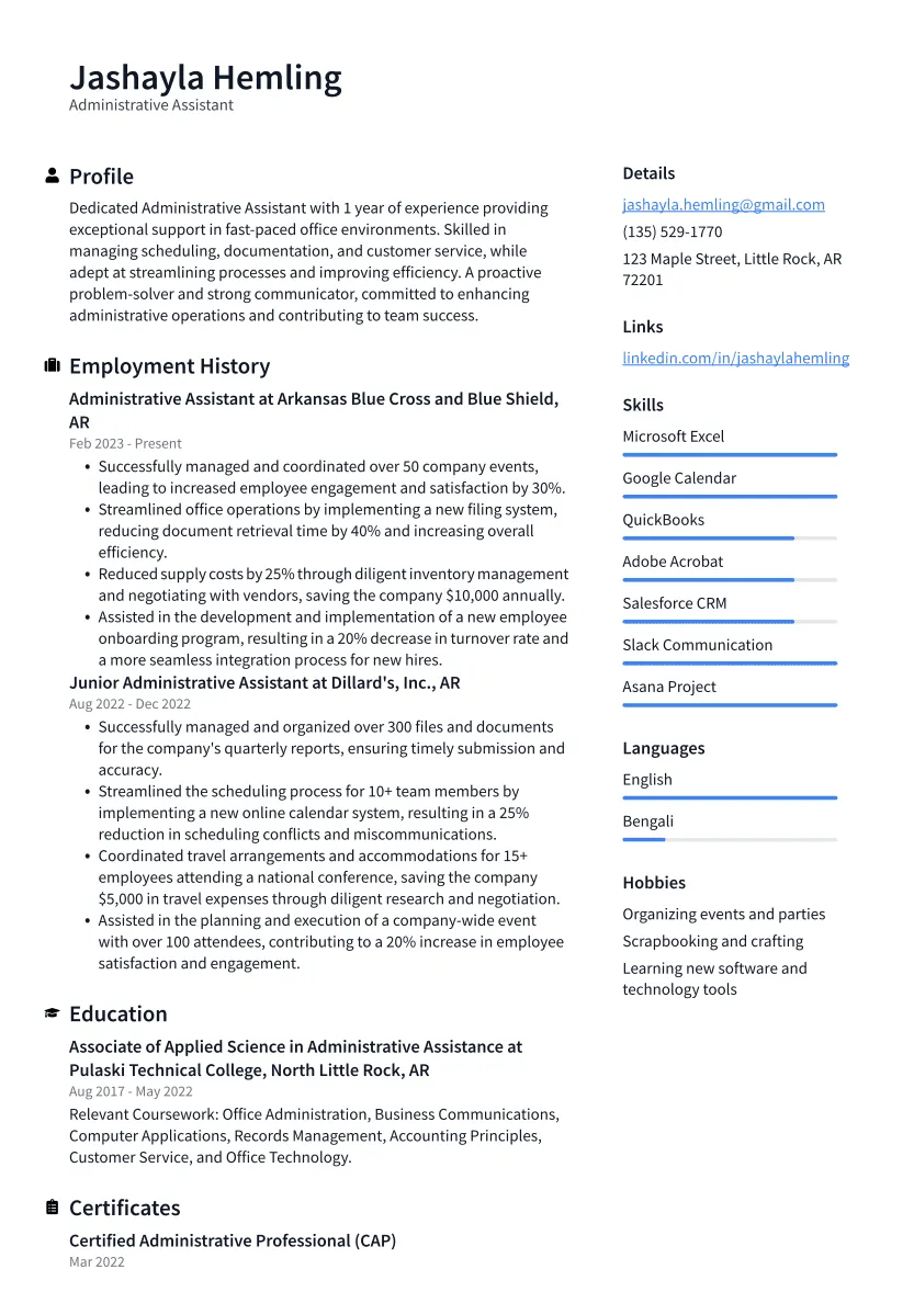 39065 administrative assistant cover letter