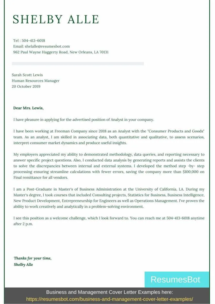 39073 data analyst cover letter