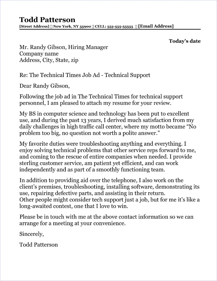 39096 cover letter technical support