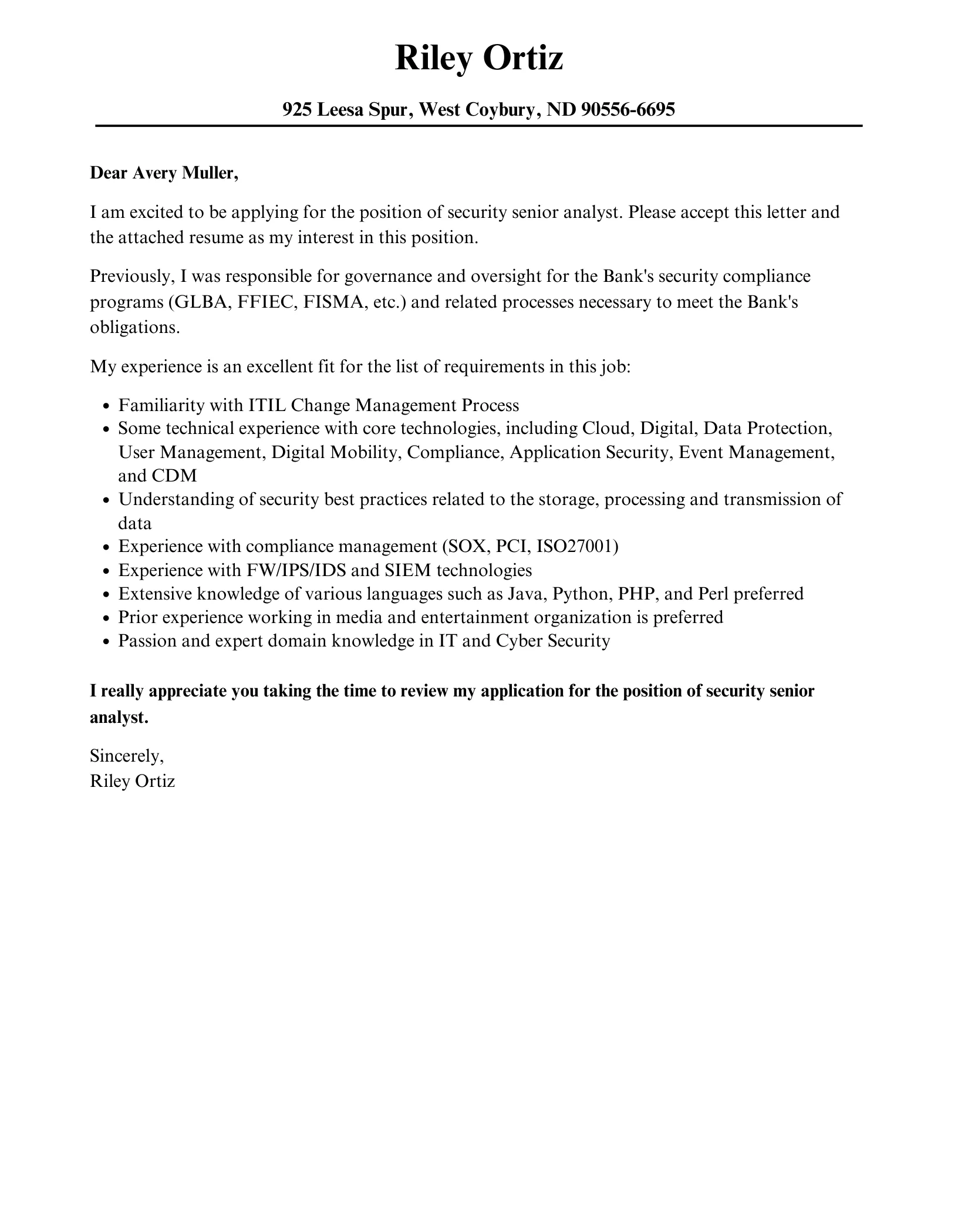 39103 security analyst example