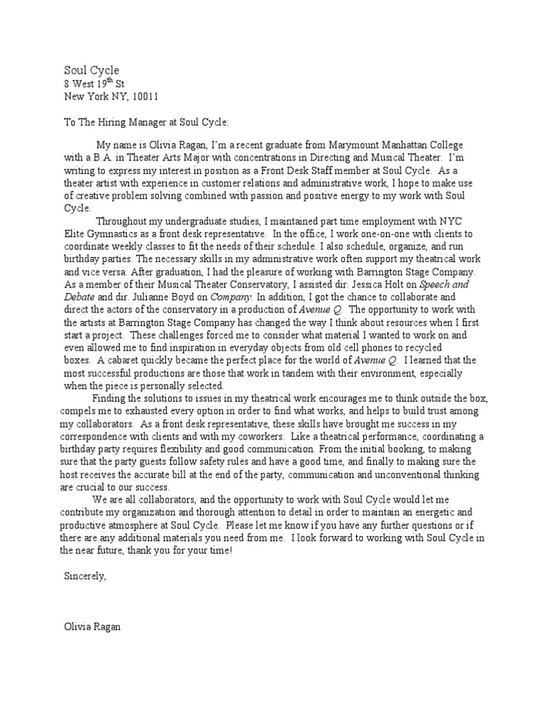 39104 soulcycle cover letter