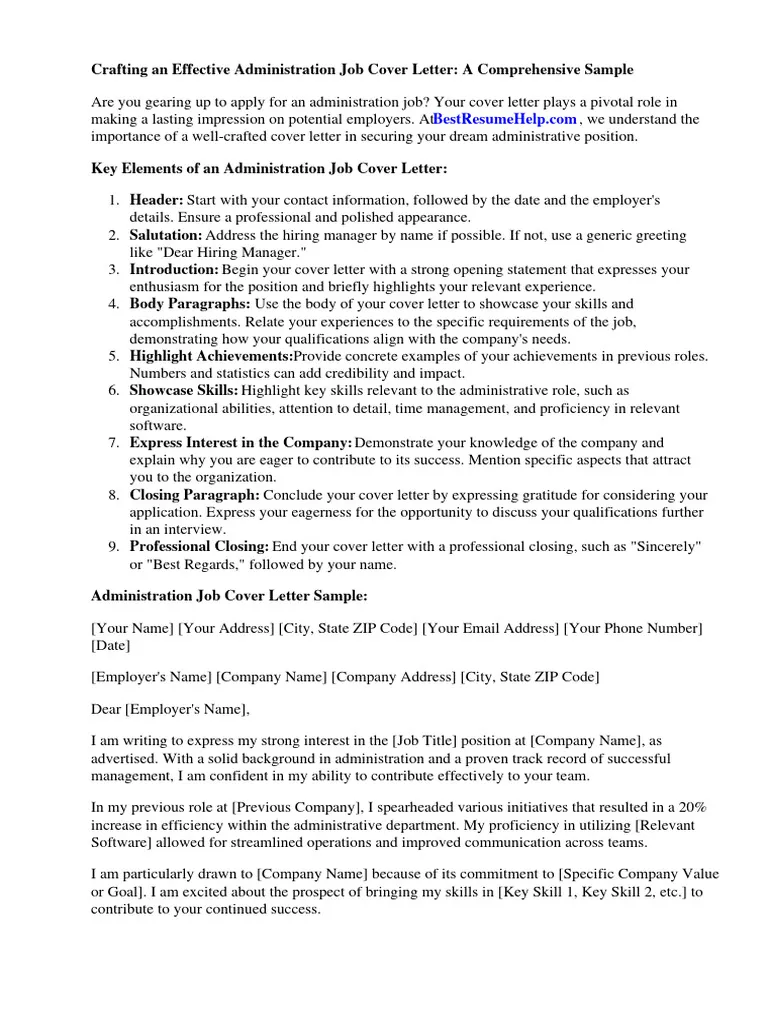 39107 administrative cover letter