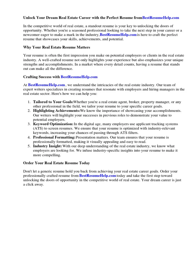 39110 real estate cover letter