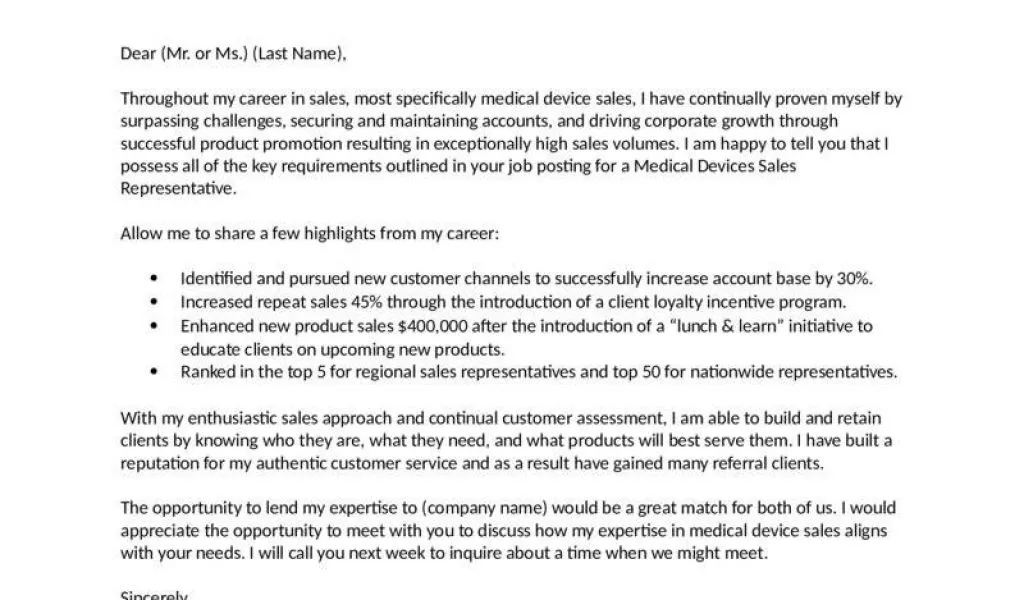 39138 medical sales cover letter header