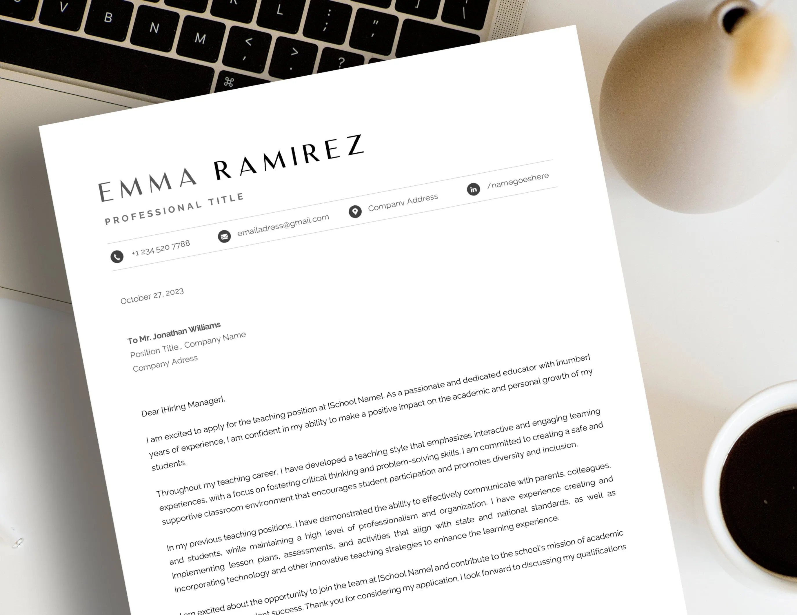 39158 teacher cover letter template