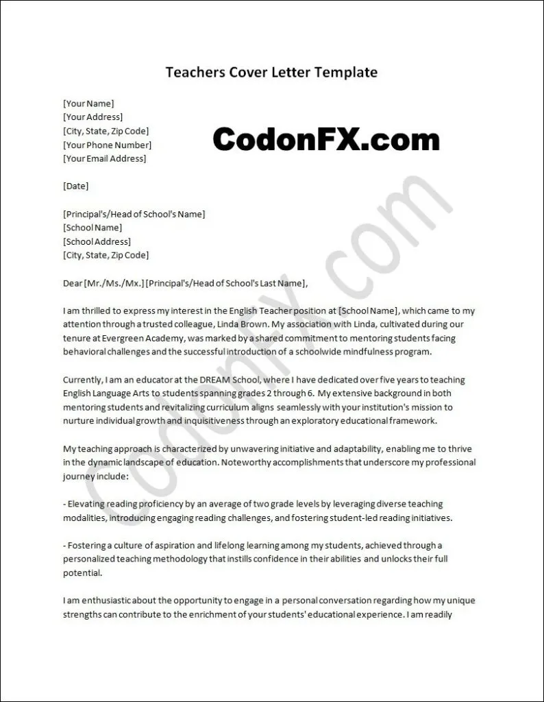 39158 teacher cover letter writing