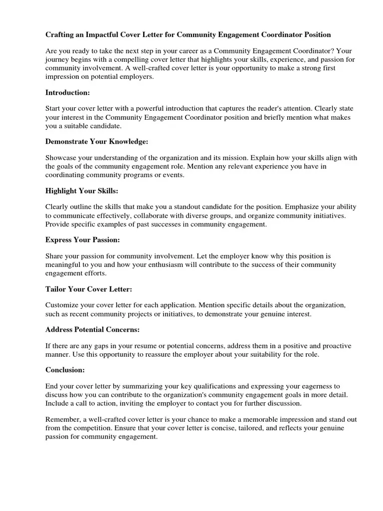 39162 community coordinator cover letter