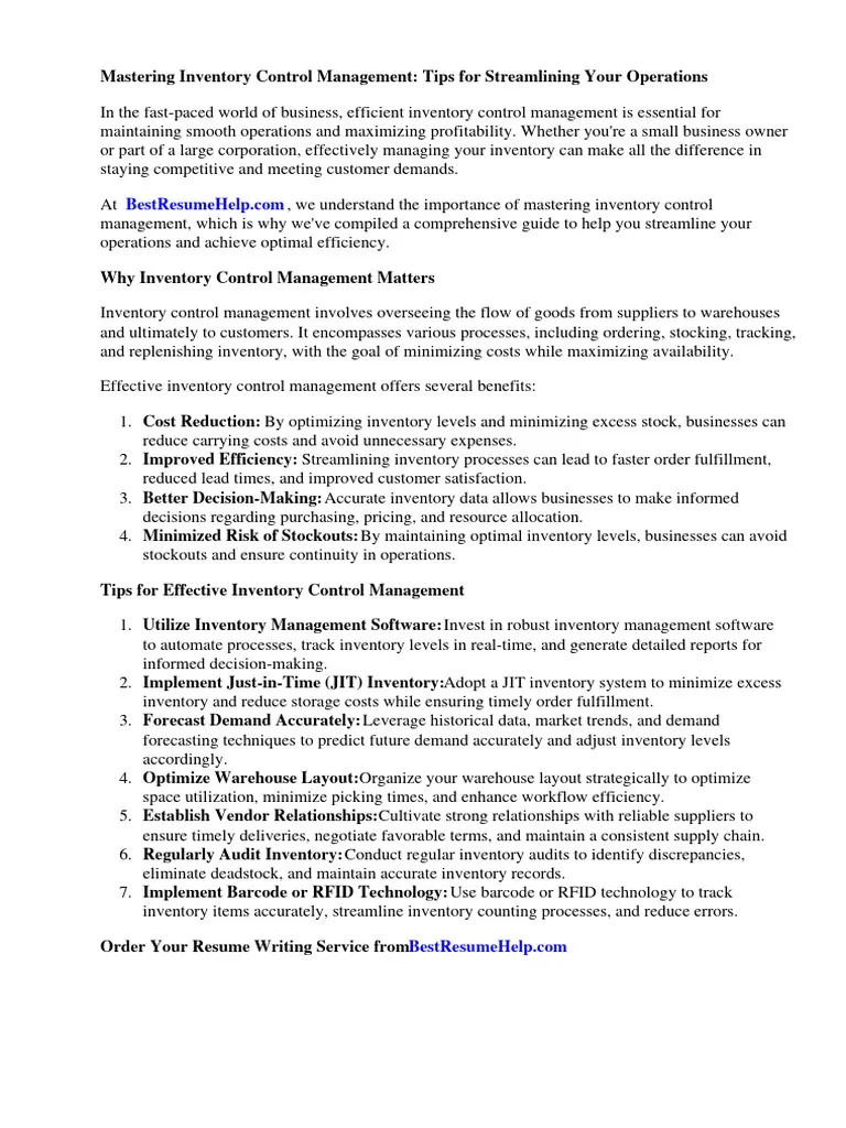 39189 inventory management cover letter
