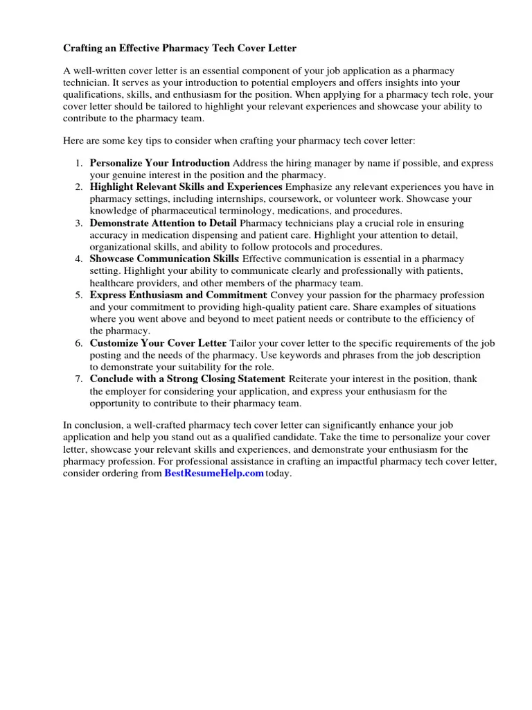 39202 pharmacy tech cover letter