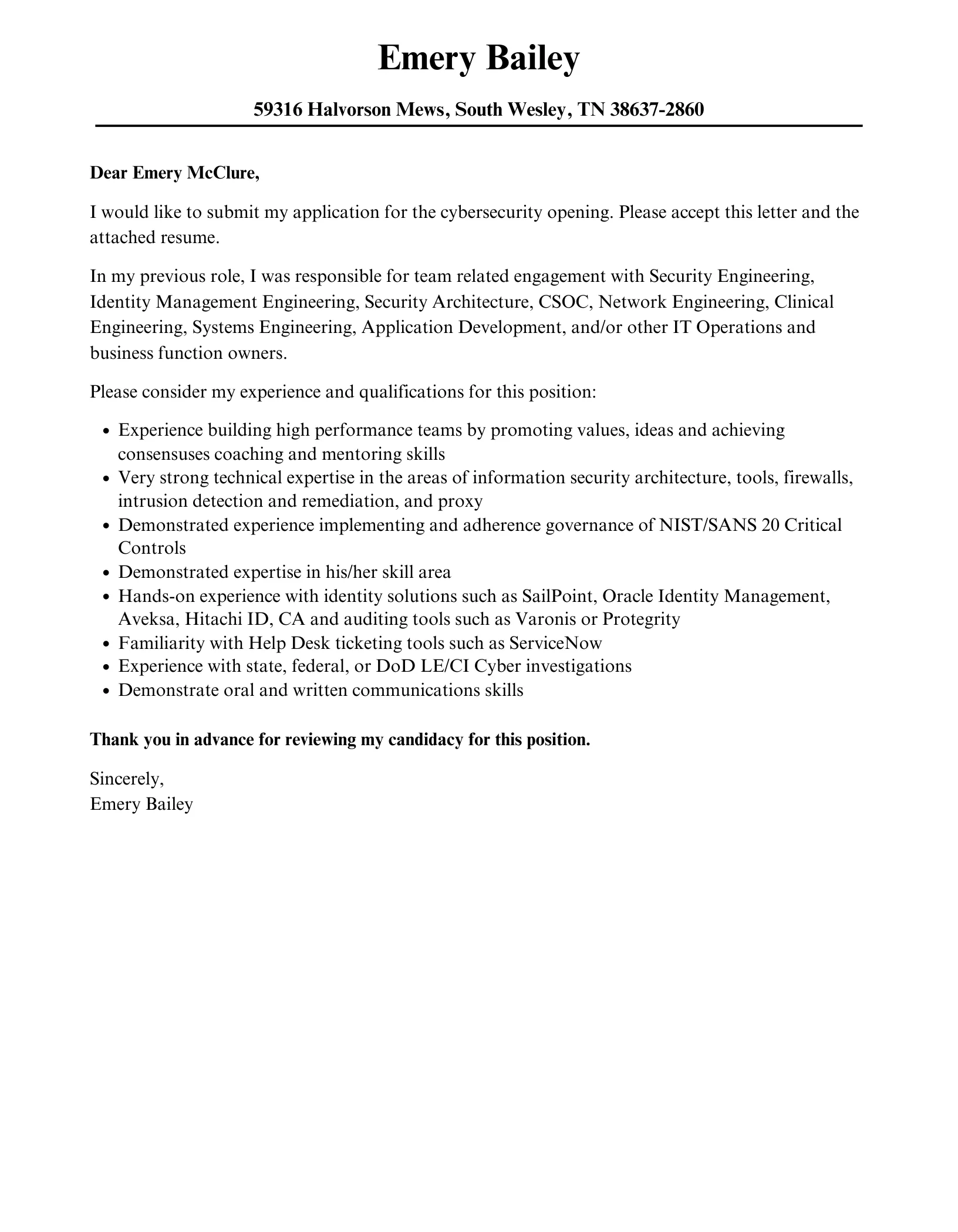 39220 action verbs cyber security cover letter